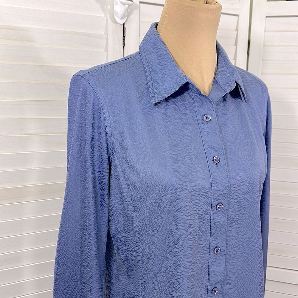Chico’s Tunic Shirt Size 1 (8) Blue Long Sleeve - Picture 5 of 14